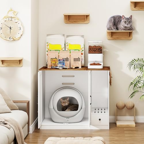 YUSING Large/Tall Cat Litter Enclosure, Litter Box Furniture Hidden, Cat Litter - Image 6