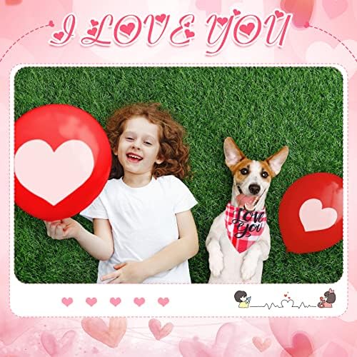 60 Pcs Valentine's Day Dog Bandanas Bulk Heart Pet Bandanas Adjustable Dog Bibs Triangle Scarf Holiday Costume for Small Medium Pet (Heart Pattern) - Image 7