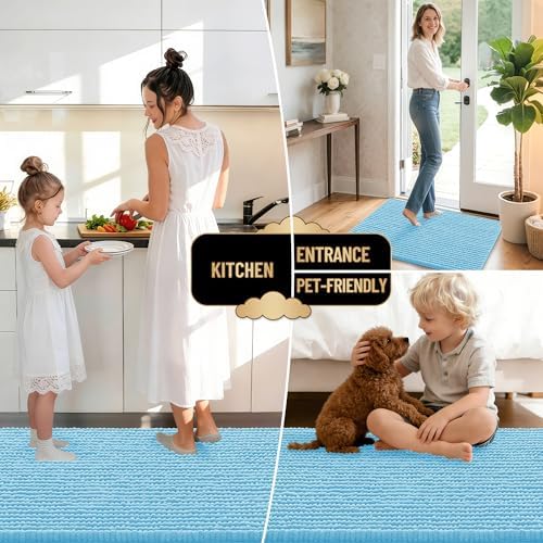 OLANLY Thick Chenille Small Bathroom Rugs Mats 24x16, Sky Blue - Image 6