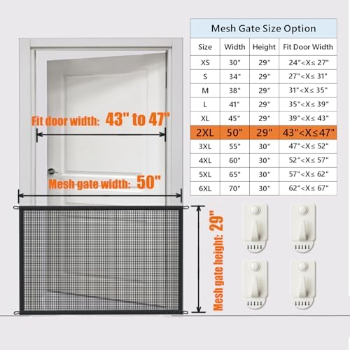 Dog Gate for Stairs Pet Gates for The House: Dogs Screen Mesh Gate for Doorways - Image 3