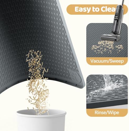 Silicone Cat Litter Mat for Litter Box 40”x40” Large Cat Mat, Dark Grey - Image 6