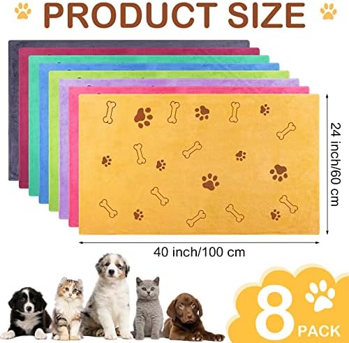 Chumia 8 Pcs Dog Towel for Drying, 40 x 24 Inch, Dog Paw and Bone - Image 2
