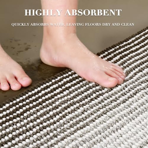 BSICPRO Bathroom Rugs Sets 2 Piece, Non Slip Striped Bath Mats - Image 5