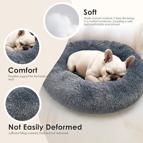 28in Large Dog Bed, Calming Donut Bed - Image 4