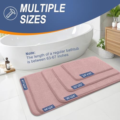 OLANLY Memory Foam Bathroom Runner Rugs 70x24, Long Bath Mats, Dusty Rose - Image 5