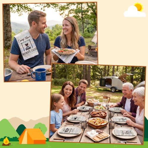 Funny Camping Hand Towel, 6 Pack Kitchen Dish Cloths Set - Image 2