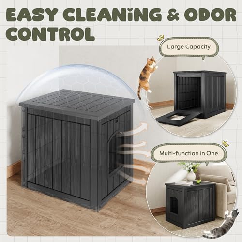 Cat Litter Box Enclosure, Plastic Hidden Litter Box Side Table - Image 2