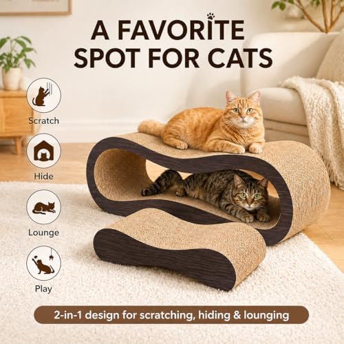 2 in 1 Cat Scratcher Cardboard Lounge Bed, Cat Scratching Post, Durable Board - Image 5