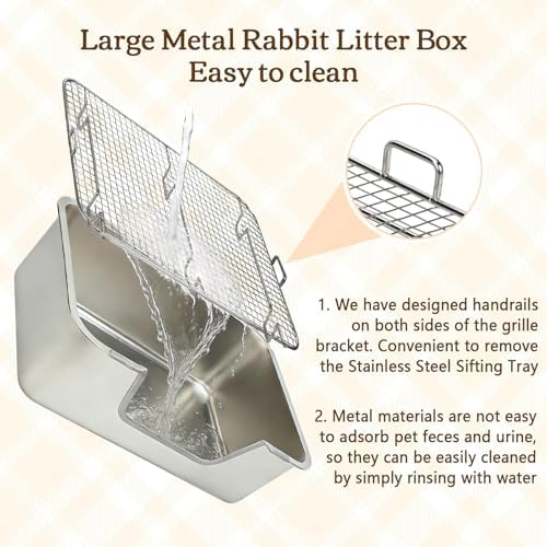 Rypet Large Stainless Steel Rabbit Litter Box Set - Image 3
