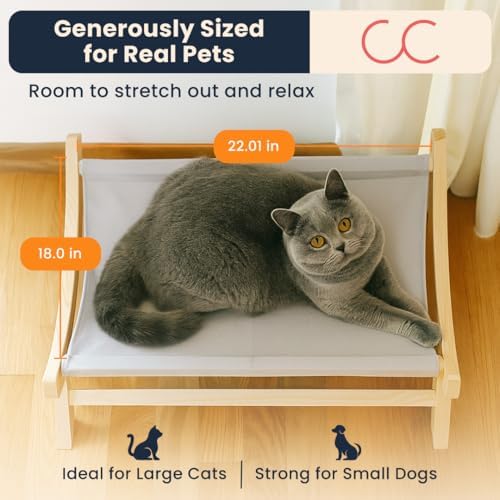CallieCo Wooden Cat Hammock Bed Gray - Image 5