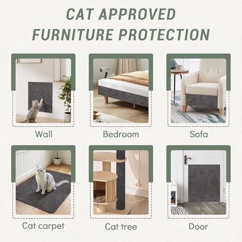 SEPAZON Cat Scratching Carpet Mat, Self-Adhesive Couch Furniture Protector - Image 6
