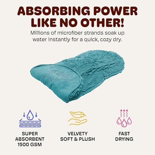 Dog Gone Smart The Dirty Dog Shammy Bath Towel 2Pack, Pacific Blue 31×13 in - Image 3