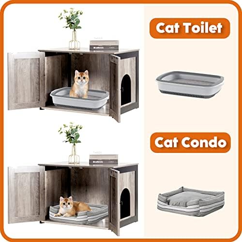 DWANTON Cat Litter Box Enclosure, Hidden Litter Box Furniture, 27.6 Inches - Image 7