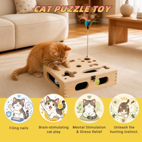 Cat Scratch Puzzle Enrichment Box, Interactive Cat Toy - Image 2