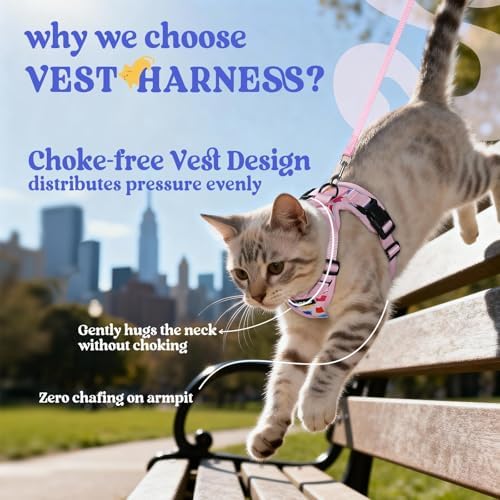 rabbitgoo Cat Harness and Leash Set, Escape Proof Vest, Purrty Pink - Image 3