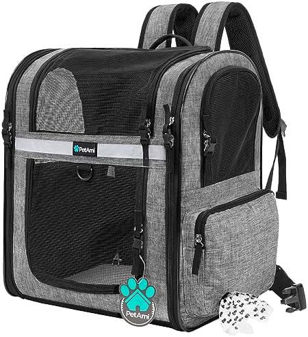 PetAmi Dog Backpack Carrier for Cats, 4-Way Entry Ventilated, 18 lbs by PetAmi