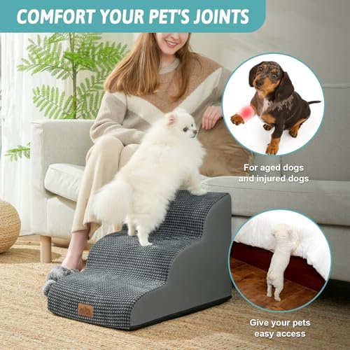 COZY KISS Dog Stair for Small Dog 15.7" H, 3 Step Pet Ramp for Couch - Image 3