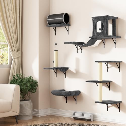 7-in-1 Cat Wall Shelves, Wall Mounted Climber Set by NUNULAB