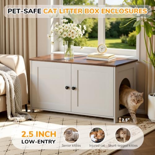 Extra Large Cat Litter Box Enclosure Furniture Dog Proof, Hidden Kitty Washroom - Image 6