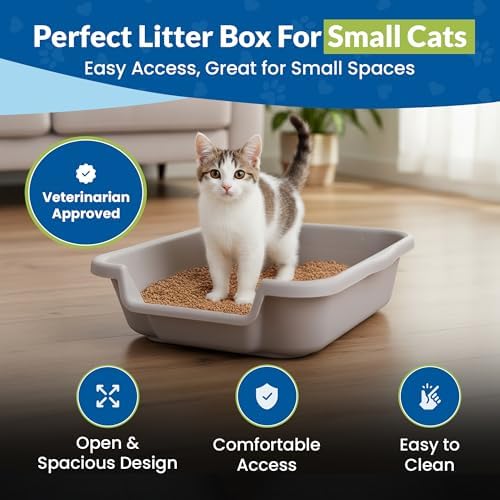 KittyGoHere Senior Cat Litter Box, Small Litter Pan, Small Misty Gray - Image 2