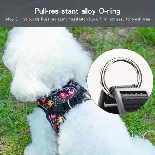 Step in Dog Harness No Pull Flower Adjustable Soft Mesh Harness - Image 6