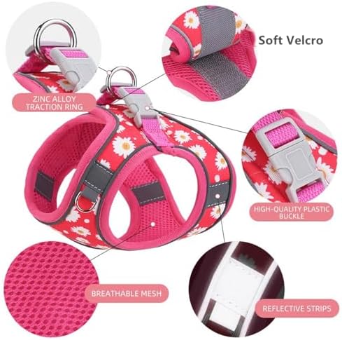Step in Dog Harness No Pull Flower Adjustable Soft Mesh Harness - Image 4