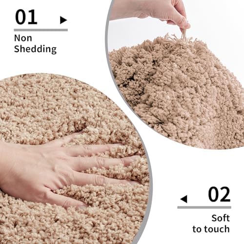 Disolla Beige Bathroom Runner Rug 24x70, Plush Extra Large Bath Mat - Image 4