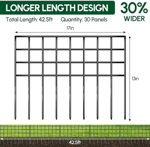 42.5ft x 13in Garden Fence Animal Barrier, 30 Panels No Dig Fence Panels - Image 2