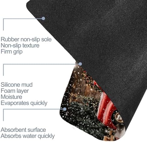 Christmas Red Truck Bathroom Rugs, Non Slip Quick Dry Winter Farmhouse Bath Mats - Image 6