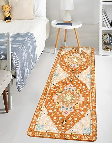 Uphome Boho Hallway Runner Rug Orange Non-Slip Soft Bathroom Rugs Oriental - Image 6