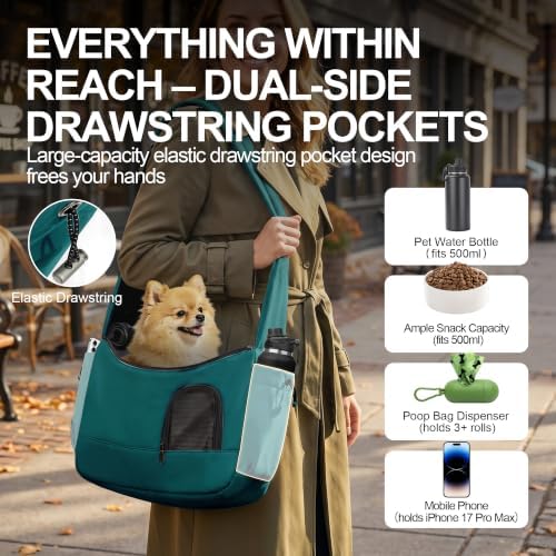 Dog Carrier Sling for Small Dogs & Cats Hand-Free Puppy Sling Purses - Image 6