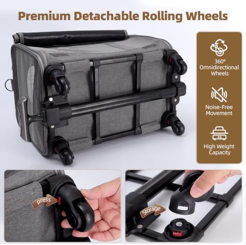 Rolling Cat Carrier with Detachable Wheels, Soft Sided - Image 5