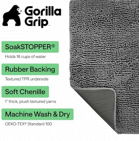GORILLA GRIP SoakSTOPPER Dog Door Mat, Machine Wash and Dry, 36x24 Gray - Image 3