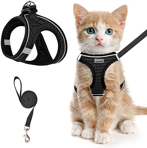 Cat Harness and Leash for Walking Escape Proof, Adjustable Kitten Vest Harness by SALFSE