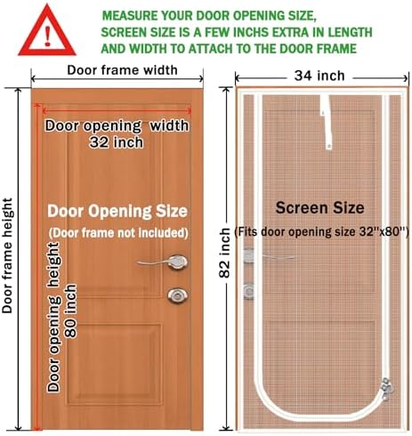 Reinforced Cat Screen Door, Fits Door Opening Size 32''x 80'', Thickened Cat - Image 2