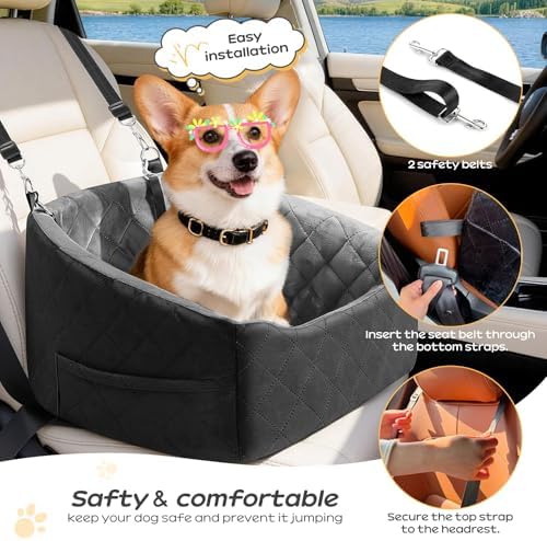 Dog Car Seat for Small Dogs Up to 30 Lbs, Pet Travel Safety Bed for Puppy Cat - Image 4