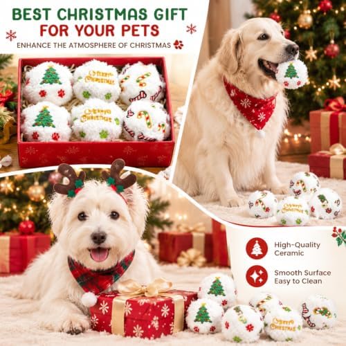 Syhood 60 Pcs Christmas Squeaky Snowball Dog Toys Small Plush Dog Chew Toys - Image 5