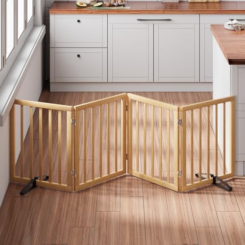 Natural 37-74" Wide Dog Gate for Stair, Bamboo Dog Gates for the House Doorways - Image 2