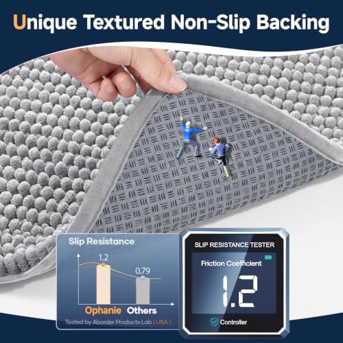 Ophanie Grey Toilet Rugs U-Shaped 20x20, Soft Chenille Contour Bath Mat - Image 4
