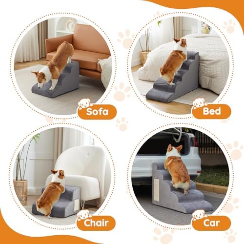 Ahpmeoa Dog Stairs for Small Dogs 15.7" H, Dog Ramp for Bed - Image 6