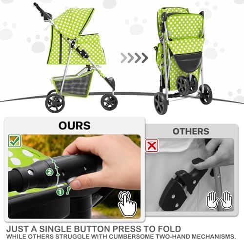 MoNiBloom Pet Stroller for Small/Medium Dogs and Cats, Lawn Green - Image 7