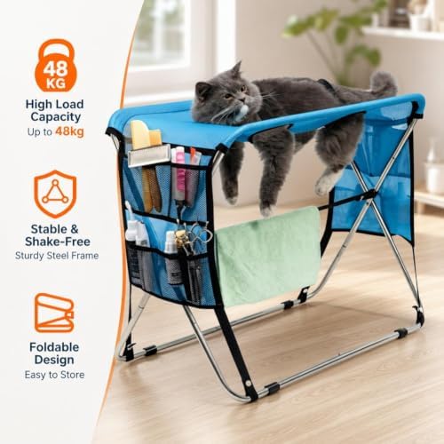 Foldable Pet Grooming Table, for Holding Anxious Cat During Baths - Image 4