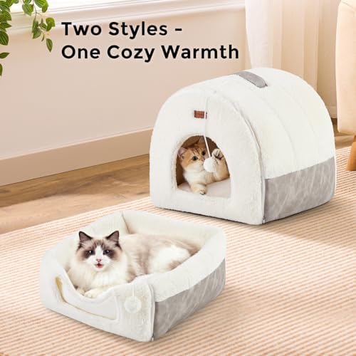 ZOMISIA 2in1 Cat Bed for Indoor Cats Foldable Cat Cave - Image 2