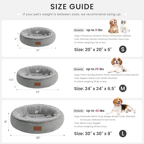 Love's cabin Round Donut Cat and Dog Cushion Bed, 20in Pet Bed - Image 4