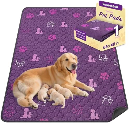 WanpeeGoo Washable Pee Pads for Dogs, Waterproof, 65 x 48 in, 1 Pack by WanpeeGoo