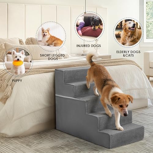 DUMOS Dog Stairs for Small and Medium Dogs, 5-Step Pet Steps - Image 2