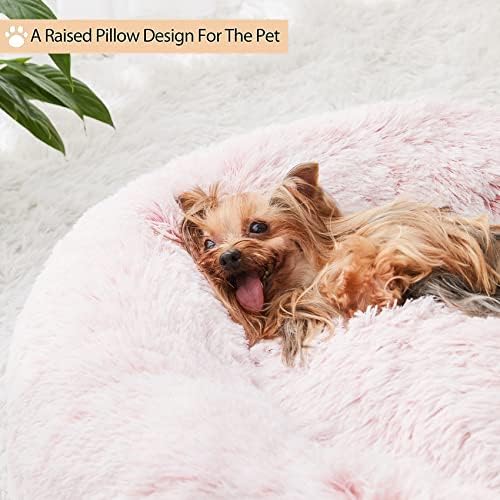WNPETHOME Medium Pink Round Calming Dog Bed Cat Bed - Image 4