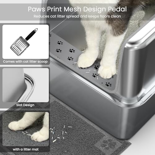 Enclosed Stainless Steel Cat Litter Box - Image 5