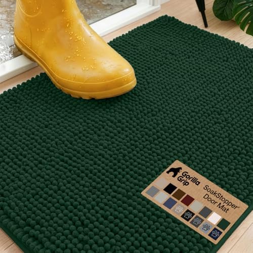 GORILLA GRIP SoakSTOPPER Dog Door Mat, Machine Wash and Dry, 24x17 Green by GorillaGrip