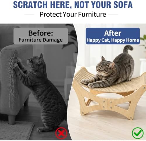 Cat Hammock Bed for Large Cats, Elevated Wooden Bed - Image 4